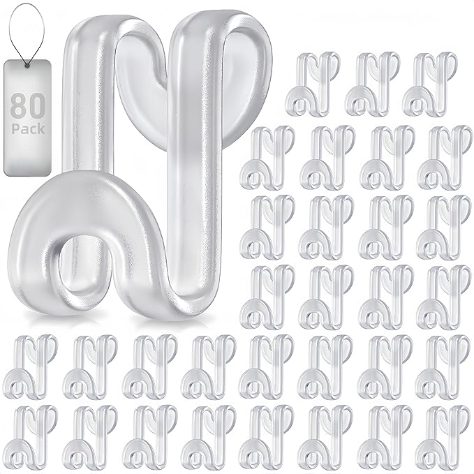 80Pcs Clothes Hanger Connector Hooks, Plastic Space Saving Heavy Duty Hanger Extender Clips for Closet Organizers, Clear