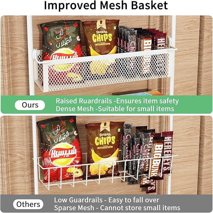Over the Door Pantry Organizer, 6-Tier Pantry Door Organization and Storage, Over the Door Spice Rack, Home & Kitchen Storage Shelves for Cabinet, White