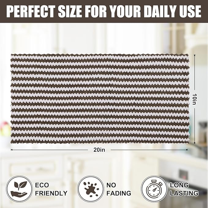 Homaxy Kitchen Towels(12 Pack, 10 x 20 inches), Ultra Soft and Absorbent Dish Towels, Reusable Fast Drying Microfiber Cleaning Cloth, Coral Velvet Wave Design No-lint, Brown