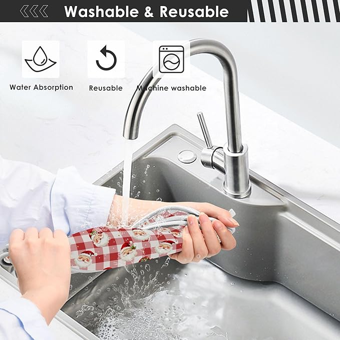 2 Pack Faucet Splash Catcher Cute Christmas Sink Mat for Faucet Absorbent Kitchen Splash Guard Drip Catcher for Farmhouse Barthroom Bar, L