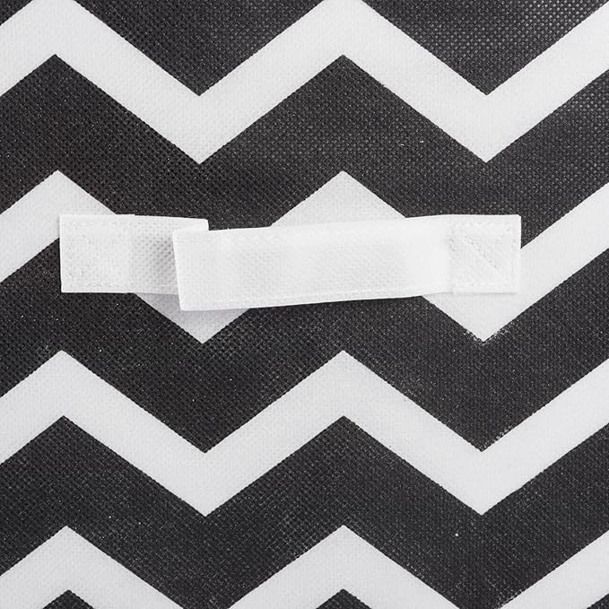 DII Non Woven Polyester Storage Bin, Chevron, Black, Small Set of 2