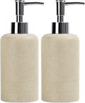 2pcs/Set Hand Soap Dispenser Sets - 10.8oz Refillable Resin Liquid Soap Dispensers with Rust-Proof Pump for Bathroom Countertop or Kitchen, Beige