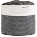 Goodpick Large Cotton Rope Basket, Blanket Basket Living Room 15.8"x15.8"x13.8" Baby Toy Storage, Woven Storage, Gray