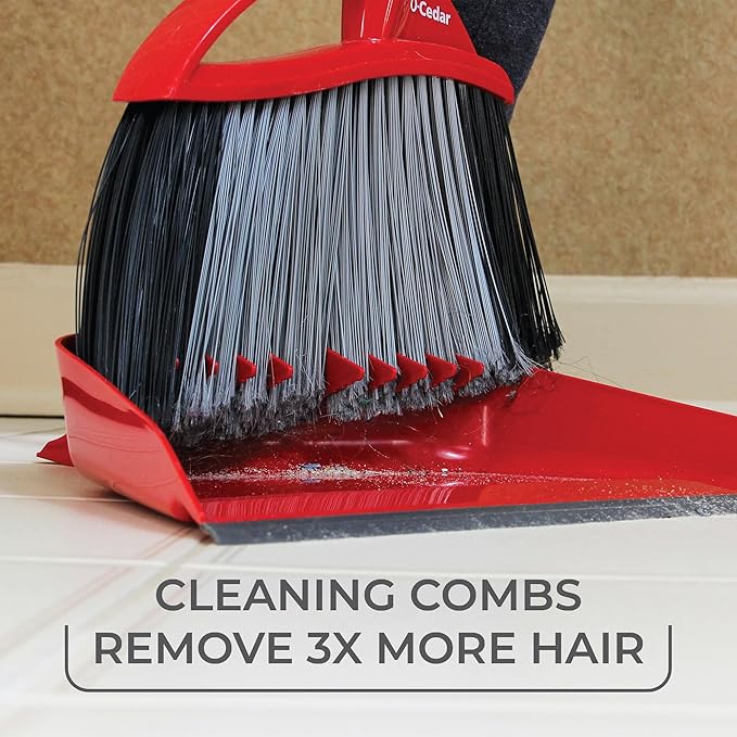 O-Cedar Pet Pro Broom with Step-On Dustpan | Remove 99% with One Sweep | Removes 3 Times More Pet Hair | Quiet Cleaning Tool for Cat and Dog Owners