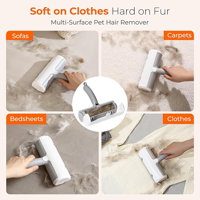 SESAMIU Reusable Pet Hair Remover Roller for Dog & Cat Hair – Lint Roller for Couch, Furniture, Carpet, Clothes & Car – Self-Cleaning Dog Hair Lint Roller and Cat Hair Remover for Home