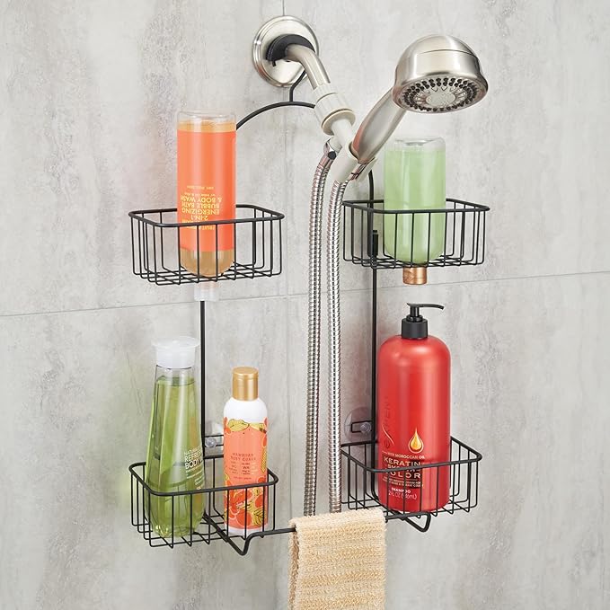 iDesign Hanging Handheld Shower Hose Caddy - Storage for Shampoo, Conditioner, or Body Wash - Matte Black