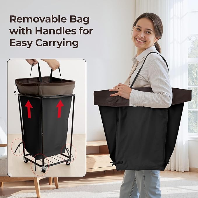 GRANNY SAYS 160L Rolling Laundry Basket, Laundry Hamper with Wheels, Large Laundry Cart with Removable Bag, Clothes Organization and Storage for Laundry Room, Bathroom, Bedroom, Black