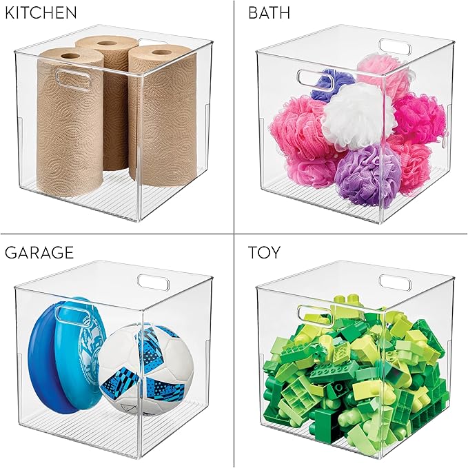 iDesign Pantry Storage Bin, Large Cube Organizer for Cabinet, Countertop, or Fridge, Clear, Made in USA