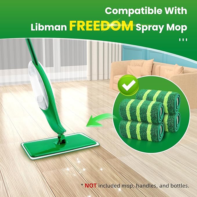 4 Pack Spray Mop Pads Refills Compatible with Libman Freedom Spray Mop, Reusable Microfiber Spray Mop Head Replacement, 16 in Spray Mops for Floor Cleaning (ONLY Pads)
