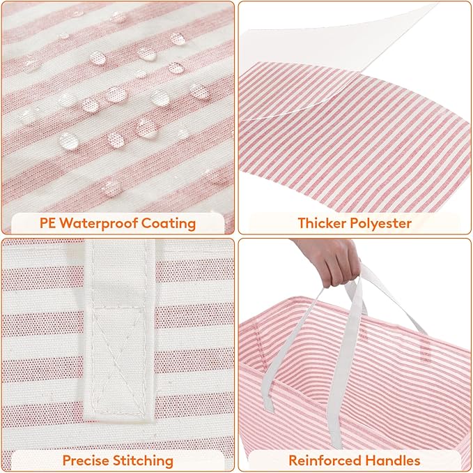 Lifewit 2 Pack Laundry Hamper Large Collapsible Laundry Baskets, Freestanding Waterproof Clothes Hamper with Easy Carry Handles in Laundry Room Bedroom Bathroom College Dorm, Grey&Pink, 2 x 100L