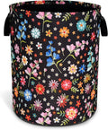 Beautiful Flower Laundry Basket Oxford Cloth Funny Floral Laundry Hamper With Handle Foldable Portable Clothes Storage Basket 18.9 X 16.5 In Storage Bag For Laundry Room/Bathroom/Bedroom/Dormitories