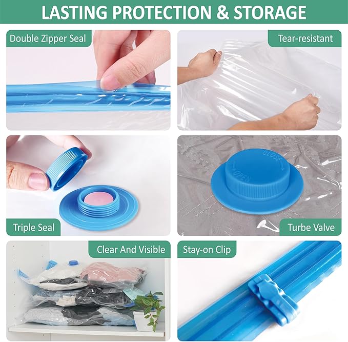Cozy Essential 35 Pack Vacuum Storage Bags with Portable Rechargeable Wireless Portable Electric Pump, Vacuum Seal Space Saver Bags for Clothing, Pillows, Blanket, Bedding, Comforters