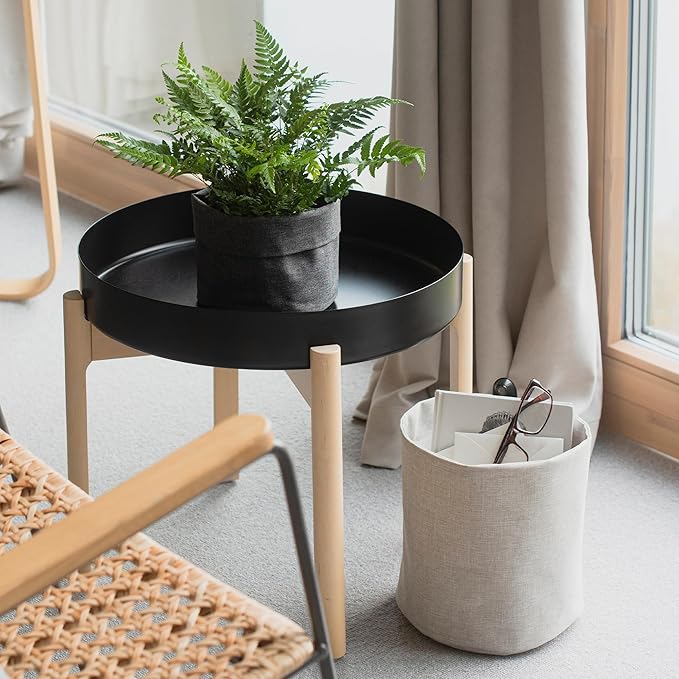 Bigso Box of Sweden Soft Hang Around Hanging Storage Basket Small | for Organizing Everyday Necessities | Collapsible Wall Hanging Storage Basket for Closets | 6.7" x 6.7" | Small | Beige