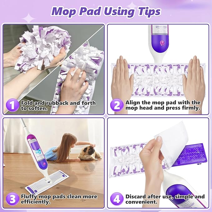 Mop Pads Refills for Swiffer Power Mop: 10 Pcs Wet Dry Disposable Pad for Multi-Surface Floor Cleaning - Mopping Replacement for Tile Hardwood - Sweeping Cloths for Home Kichen