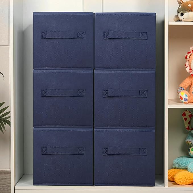 Collapsible Storage Cubes,Cube Storage Organizer 10.5 * 10.5 * 11inch，For home and office Collapsible Closet Shelf Organizers, Drawer Organizers(Blue)