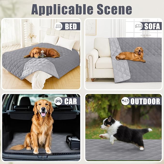 Smiry Waterproof Dog Bed Cover Blanket 30x53, Soft Reversible Pet Blanket, Washable Leakproof Cats Dogs Couch Cover for Sofa, Couch, Furniture, Lattice, Grey/Light Grey