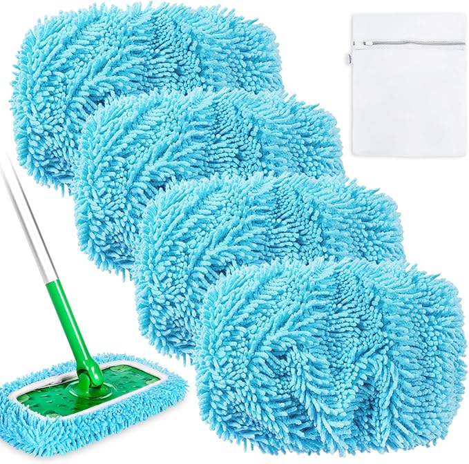 KEEPOW Wet Pads Refill for Swiffer Sweeper Mop and Sweep & Mop Deluxe - Dry Sweeping Cloths for Floor Mopping and Cleaning - Pet Heavy Duty Pads Refills, Upgraded Reusable (4 Pack)