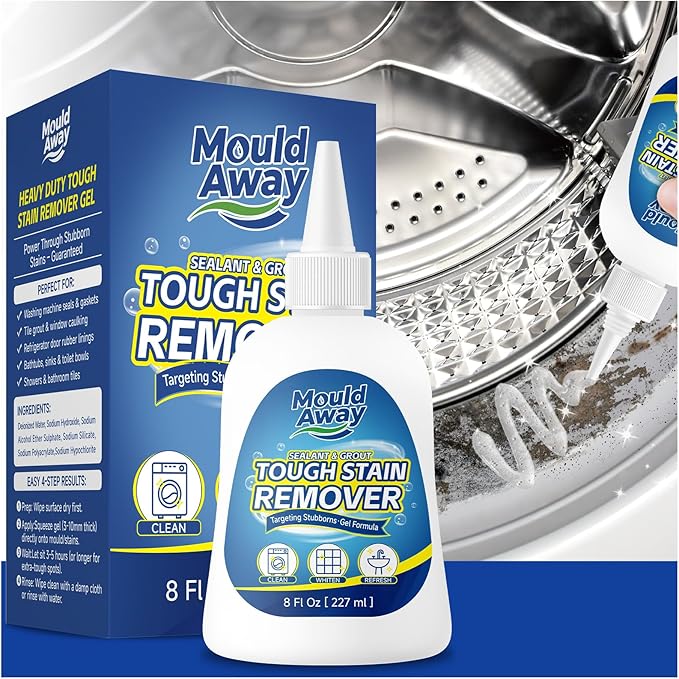 Tough Stain Remover Gel - Washing Machine Cleaner for Front Load Washer Seals, Bathroom Showers & Tile Grouts, Thick No-Drip Formula, Non-Toxic, 8 fl oz (Pack of 1)