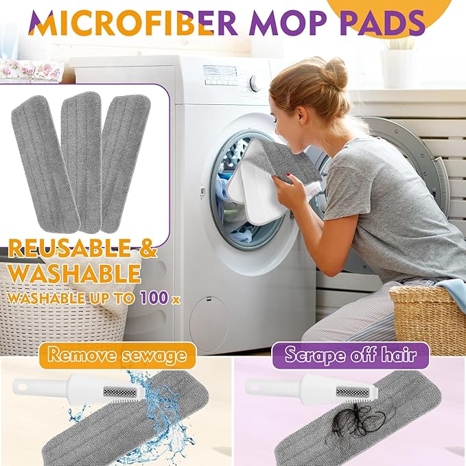 Spray Mop for Floor Cleaning with Washable Pads, Microfiber Wet Mops with 800 ml Refillable Bottle,Reusable Dust Mops with Sprayer for Hardwood Laminate Vinyl Tile Cleaning (Purple, 800 ML)