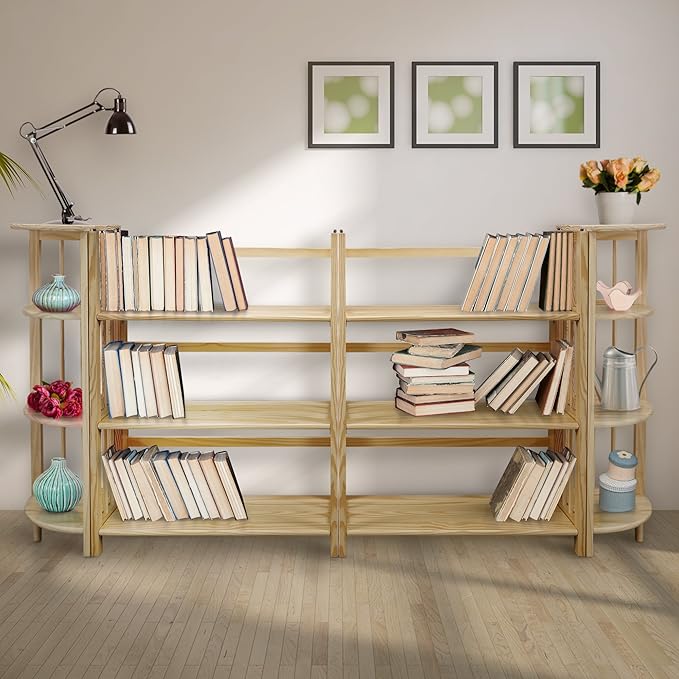 Casual Home 3-Shelf Folding Stackable Bookcase (27.5" Wide)-Honey Oak