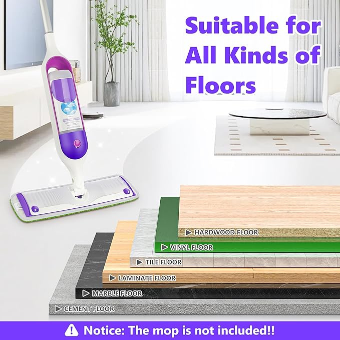 Reusable Mop Pads Compatible with Swiffer PowerMop, Microfiber Mop Pads Refills Mop Heads Replacement for Swiffer Mop Spray Mop Floor Mop, Washable Reusable Floor Mopping Refills, 6 Pack