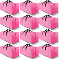 Cosy Family 12 Pack Heavy Duty Extra Large Moving Bags with Backpack Straps - Strong Handles & Zippers, Storage Totes For Space Saving, Fold Flat, Alternative to Moving Box, Pink