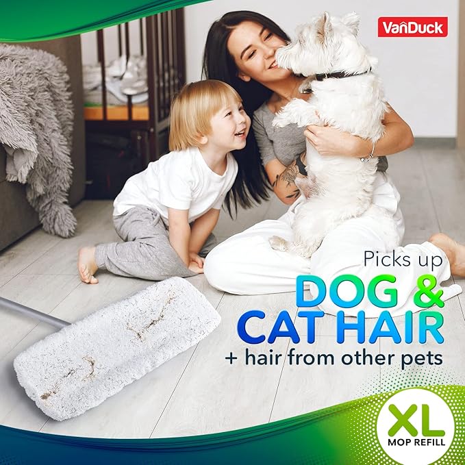 VanDuck Extra Large Cotton Mop Pads Compatible with Swiffer XL Mop - X-Large Wet and Dry Pads Refill, 2-Pack (Handle is Not Included)