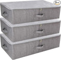 iwill CREATE PRO Folding Washable Dustproof Under bed Storage Bins with Lids, Underbed Storage Containers for Closet, Wardrobe Clothes, Blanket, Duvets, Sweaters Organizer, Dark Gray, Pack of 3