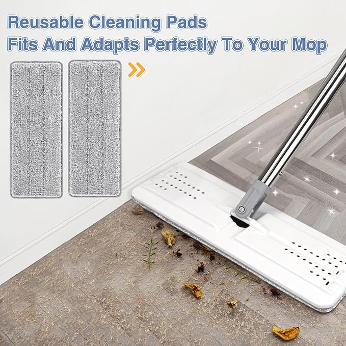 Flat Mop Head Replacement Pads Compatible with Joy-MOOP Mop and Bucket Set, Reusable Washable Squeeze Microfiber Mop Refills for Oshang Bosheng Mop - 13" X 4.9", Grey Only