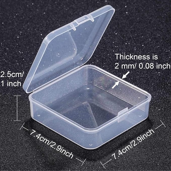 Jetec 6 Pieces Mini Plastic Clear Beads Storage Containers Box for Collecting Small Items, Beads, Jewelry, Business Cards, Game Pieces, Crafts(2.9 x 2.9 x 1 Inch)