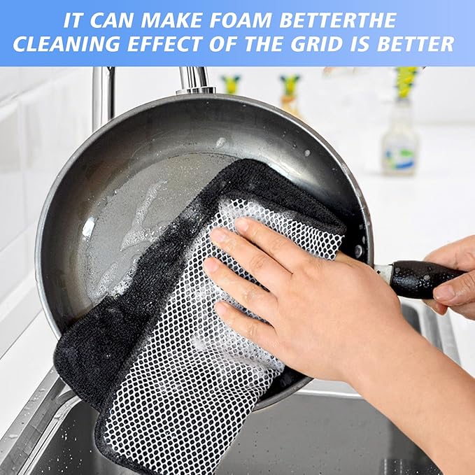 KinHwa Kitchen Washcloths for Dishes Absorbent Microfiber Dish Cloths Quick Dry Dish Rags with Poly Scour Scrub Side Ideal for Kitchen Cleaning (Black, 9inchx9inch 9 Pack)