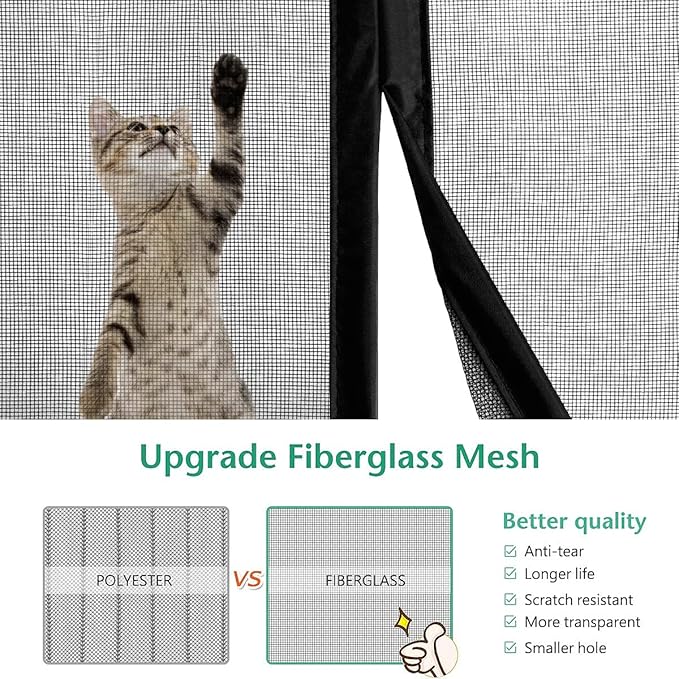 Magnetic Door Screen, SANJIANKER Durable Fiberglass Mesh Curtain Heavy Duty Screen Door for Sliding Doors, Patio, Pet and Kid Friendly, Fits Doors up to 72" x 80"