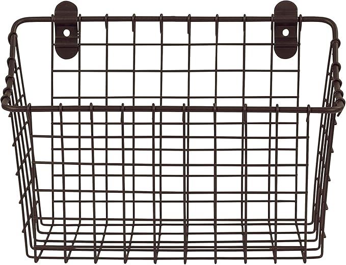 Spectrum Diversified Vintage Wall Mount Storage Basket, Large, Bronze