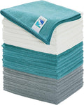 Microfiber Cleaning Cloths for Kitchen and Cars,Reusable and Washable,Pack of 24,Blue/White/Grey, 16" L x 12" W (24)