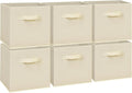 Easi 11 inch Cube Storage Bins, 6 Storage Cube Organizer, Collapsible Fabric storage cubes with Handles, Closet Storage Basket For Organization, Shelf Basket For Shelves Clothes Books, Beige