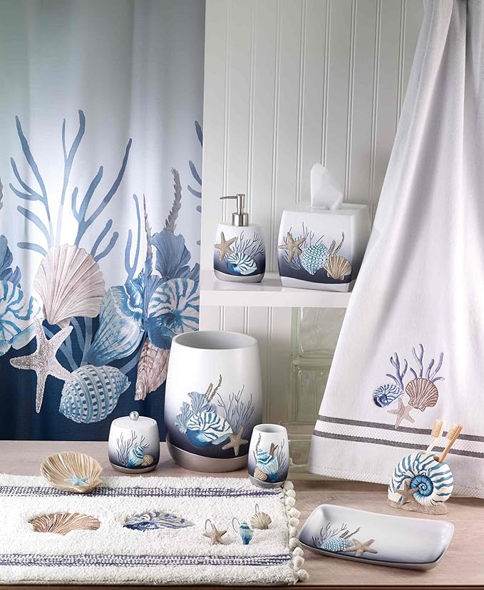 Avanti Linens – Bathroom Accessory, Resin Countertop Accessories, Oceanscape Inspired Bathroom Decor (Blue Lagoon Collection)