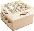 Varhomax Shoe Organizer Box for Closet, Fabric Shoe Storage Bin with Adjustable Dividers & Clear Cover, Holds up 16-32 Pairs of Sneakers & Sandals for Entryway, Cubby