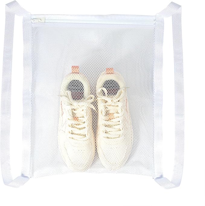 Sneaker Dryer & Washing Mesh Bag, Honeycomb Laundry Bag with Zipper & Strap, Reusable Shoe Dry Net for Dryer/Washing Machine, Fits Most Dryers (15.7" Size, 1 Pcs)