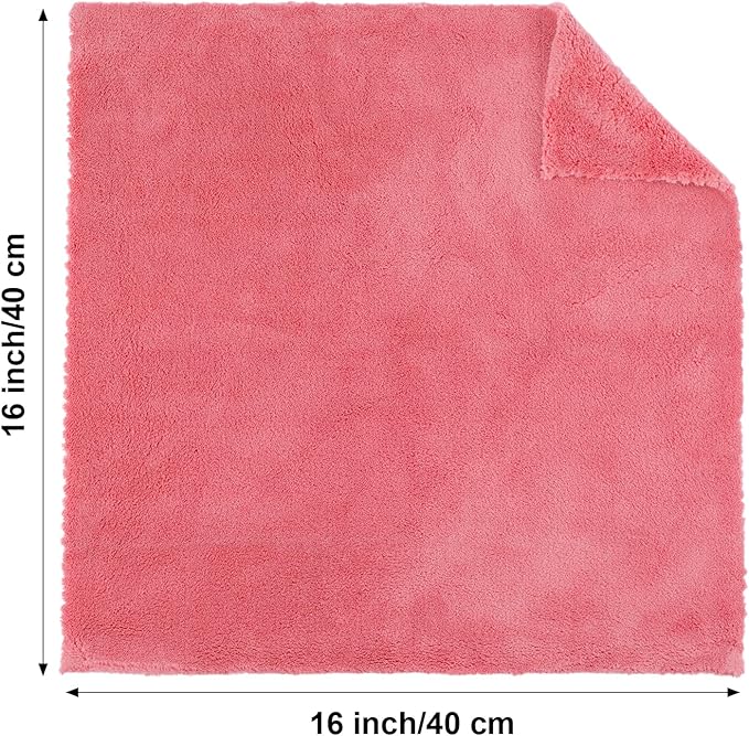 Shimeyao 30 Pcs 16 x 16 Inch Edgeless Microfiber Plush Towels for Cars Detailing Drying Wash Polishing Absorbent Cleaning Cloths, 500 GSM (Vivid Red)