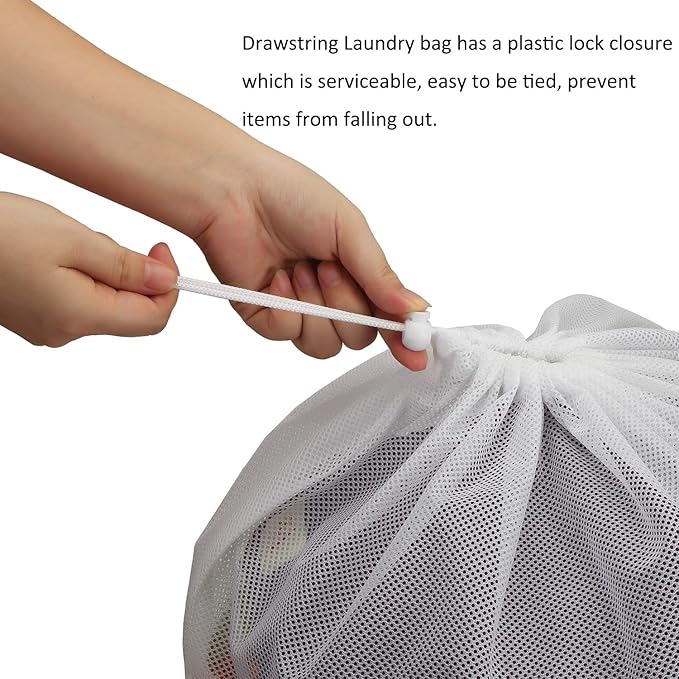 Nicunom 6 Pack Mesh Laundry Bag with Drawstring Closure, 24" x 36" Heavy Duty Extra Large Laundry Bags for Travel, Storage, College, Dorm and Apartment Dwellers, Machine Washable