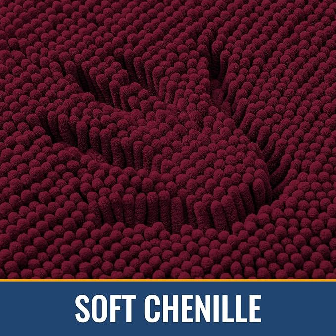 Arotive Bathroom Rugs 70x24, Extra Soft Absorbent Shaggy Chenille Bath Rugs, Machine Washable Rubber Backing Non-Slip Bath Mats for Bathroom Floor Tub and Shower, Home Decor Accessories, Burgundy