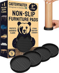 CasterMaster Non Slip Furniture Pads 3 Inch - Rubber Chair Leg Floor Protectors for Hardwood - Round Caster Cups & Couch Stoppers - Heavy Duty Feet Grippers (Black, Set of 4)