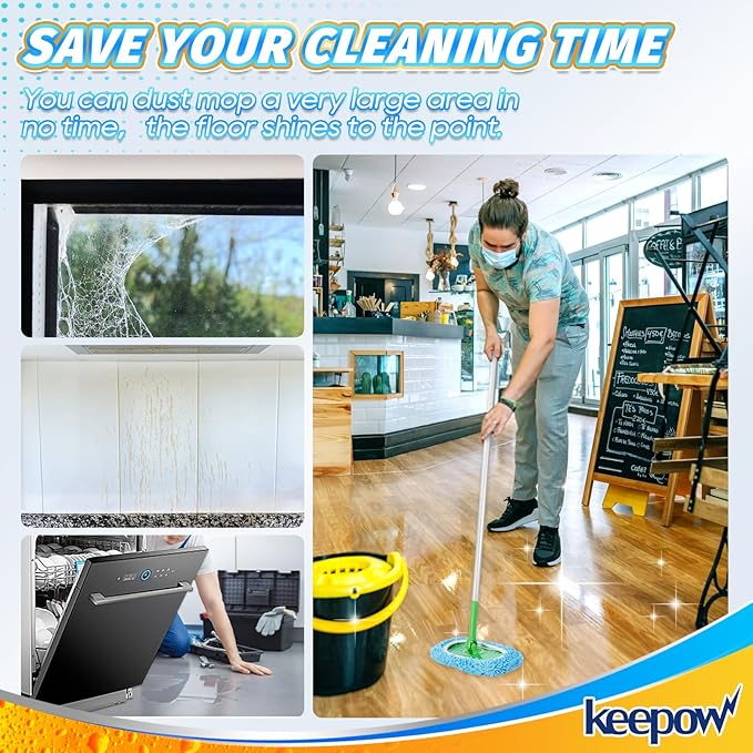 KEEPOW Wet Pads Refill Compatible with Swiffer Sweeper Mop and Sweep & Mop Deluxe, Dry Sweeping Cloths for Floor Mopping and Cleaning - Pet Heavy Duty Pads Refills, Upgraded Reusable (10 Pack)