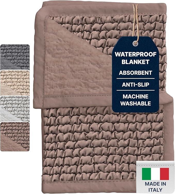 PAULATO BY GA.I.CO. Waterproof Blanket – 24x67” Changing Absorbent Pad for Incontinence – Machine Washable Stain-Resistant Protector for Couch Sofa or Bed – Reusable Waterproof Cover - Marsala