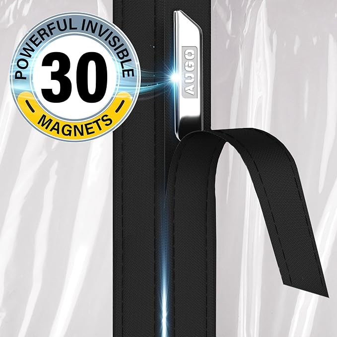 AUGO Magnetic Thermal Insulated Door Curtain - Transparent EVA Door Cover for Winter- Keeps Warm Air in and Cold Air Out - Home Winterizing Products - Patent Pending Keep Open Feature - 38 x 83 Inch