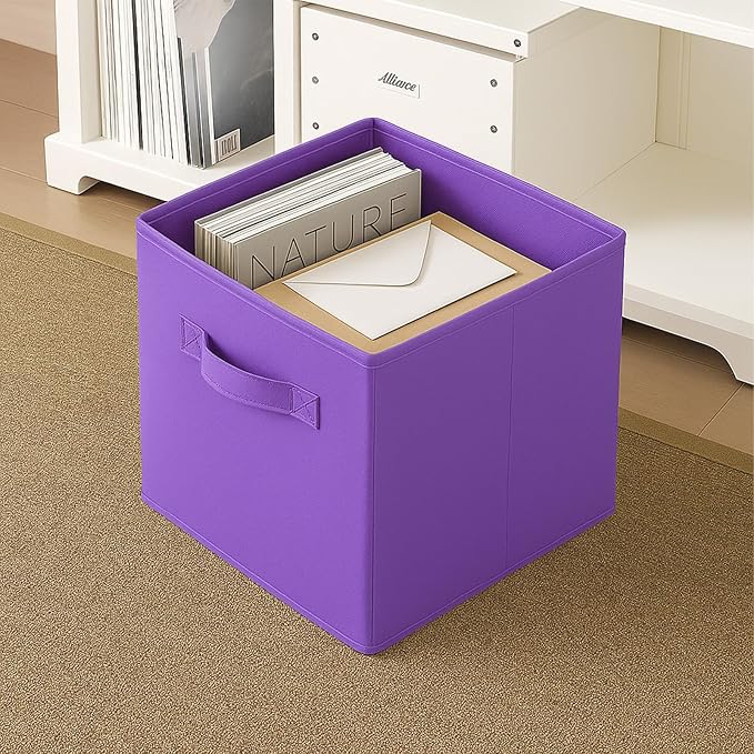 ShellKingdom Storage Bins, Foldable Fabric Storage Cubes And Cloth Storage Organizer Drawer For Closet And Toys, 2 Pack (Violet)