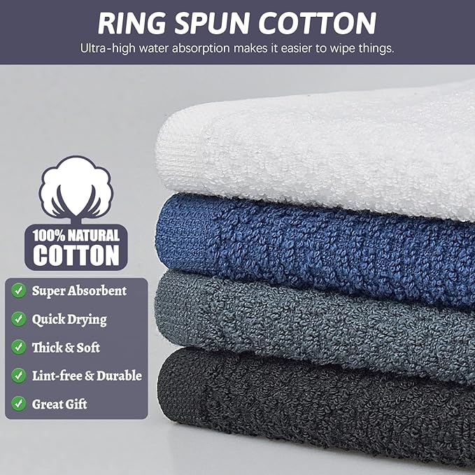 Nialnant 6 Pack Kitchen Dish Cloths, 100% Cotton Dish Towels for Kitchen, Quick Drying Dish Rags for Washing Dishes, Absorbent Cleaning Rags-12x12 Inches,Purple Plaid