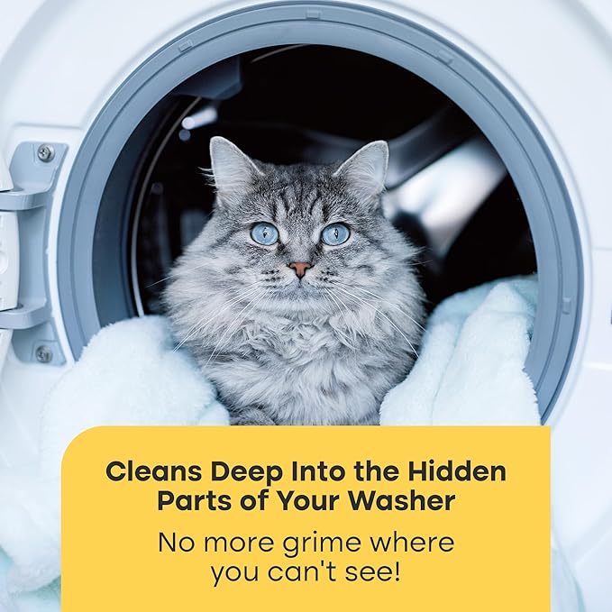 Washing Machine Cleaner Tablets - 24 Pack for a 12 Month Supply. Formulated for Pet Owners. Compatible with HE, Top & Front Load. Easily Removes Residue, Grime. Value Brand by Uproot Clean