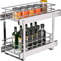 JOWBOOW (8" W x 22" D 2-Tier Narrow Cabinet Pull Out Shelves | Heavy Duty Slide Out Shelves for Kitchen Cabinets, 22 Inch Deep Under Cabinet Organizer, Chrome