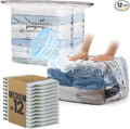 TAILI 12 Pack Cube Vacuum Storage Bags, Medium Size (25x19x11 inch), Vacuum Seal Bags for Clothing, Travel Compression Packing for Clothes, Blankets, Baby Clothes, Travel Accessories
